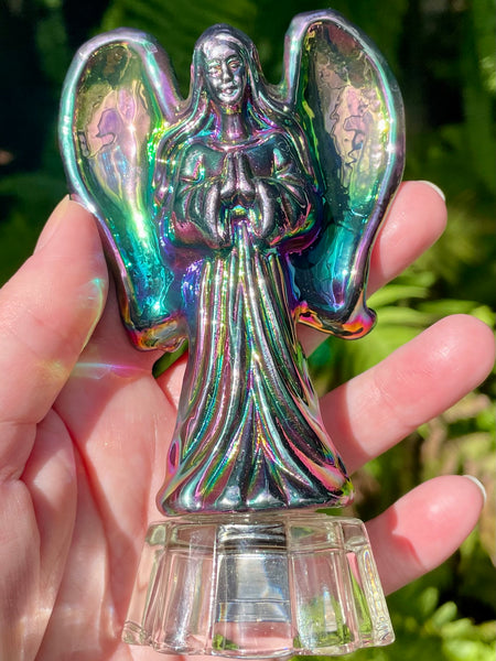 Titanium Aura Glass Light Up Angel - Morganna’s Treasures