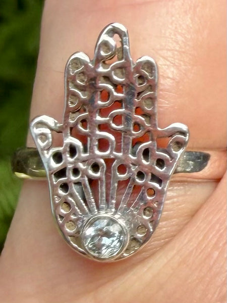 Blue Topaz Hamsa Hand Ring Size 7 - Morganna’s Treasures