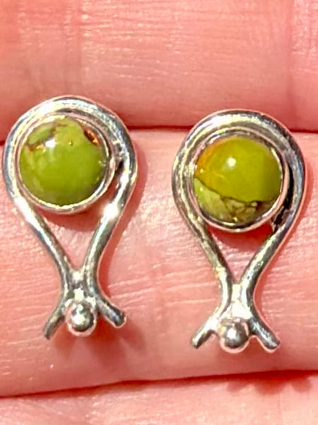 Green Copper Turquoise Studded Earrings - Morganna’s Treasures