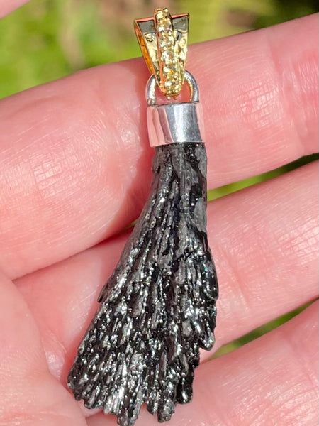 Moldavite and Black Kyanite Pendant - Morganna’s Treasures