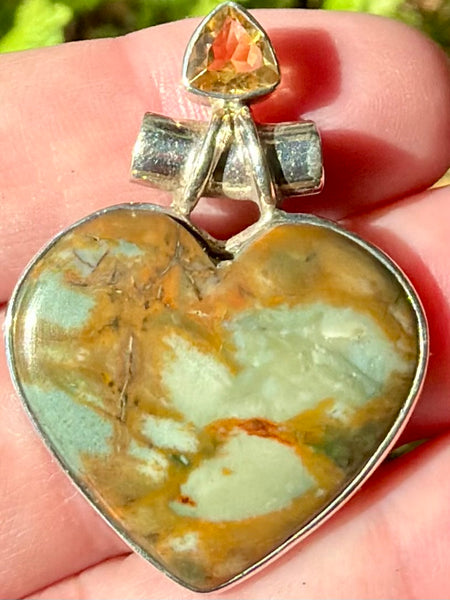 Rocky Butte Picture Jasper and Citrine Heart Pendant - Morganna’s Treasures