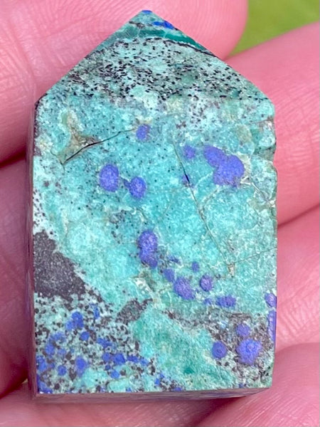 Small Azurite in Malachite Obelisk - Morganna’s Treasures 