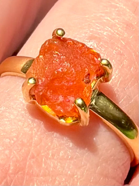 18K Gold over Sterling Silver Mexican Fire Opal Ring Size 9.5 - Morganna’s Treasures