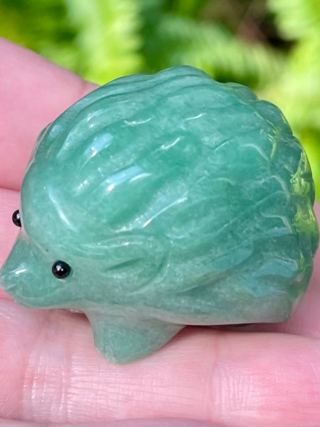 Green Aventurine and Black Tourmaline Carved Hedgehog - Morganna’s Treasures