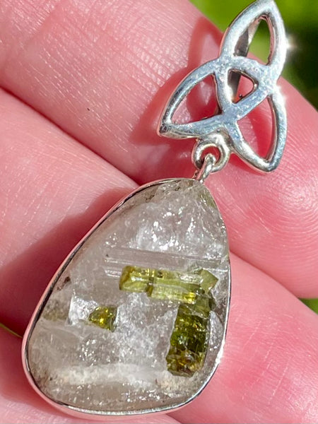 Celtic Green Tourmaline in Quartz Pendant - Morganna’s Treasures 