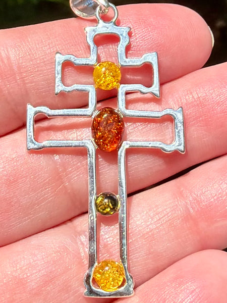 Gorgeous Baltic Amber Cross Pendant