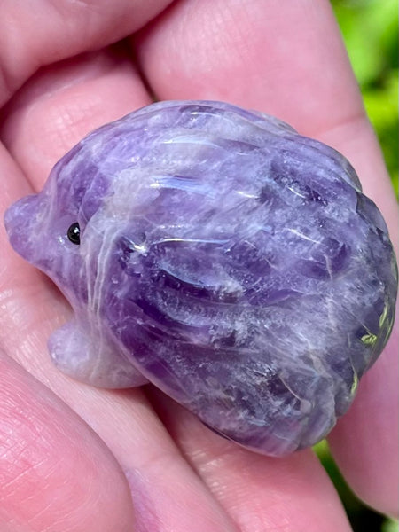 Purple Amethyst and Black Tourmaline Carved Hedgehog - Morganna’s Treasures