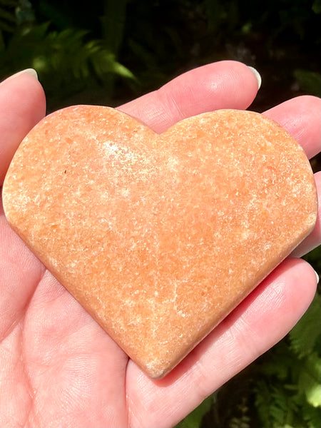 Large Rough Orange Calcite Carved Heart