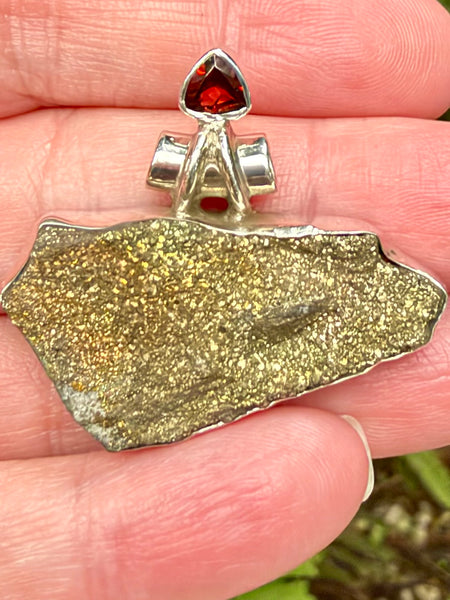 Rainbow Pyrite and Garnet Pendant - Morganna’s Treasures