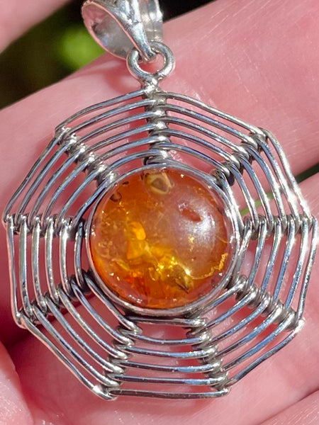 Baltic Amber Spiderweb Pendant - Morganna’s Treasures