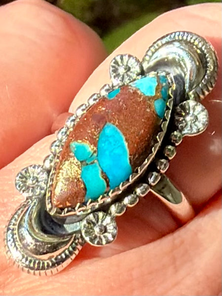 Turquoise in Matrix Ring Size 7.5 - Morganna’s Treasures