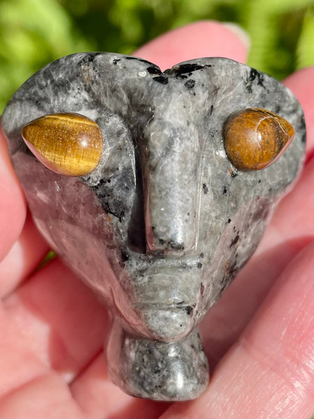 Small Yooperlite and Tigers Eye Alien - Morganna’s Treasures