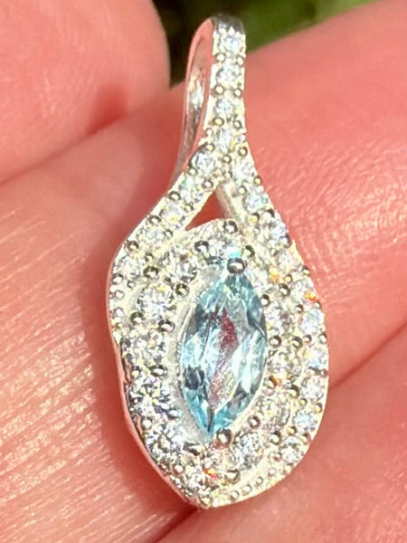 Blue Topaz and CZ Pendant - Morganna’s Treasures