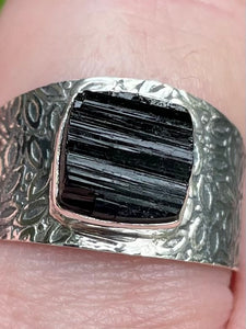 Rough Black Tourmaline Ring Size 9