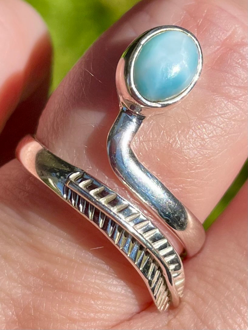 Larimar Feather Ring Size 8.5 - Morganna’s Treasures 