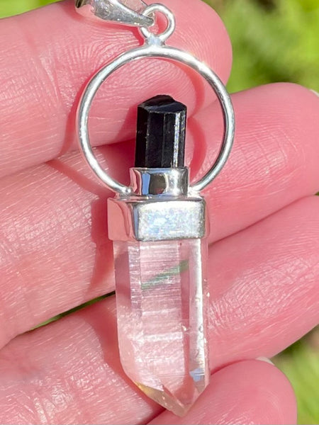 Black Tourmaline and Lemurian Quartz Pendant - Morganna’s Treasures