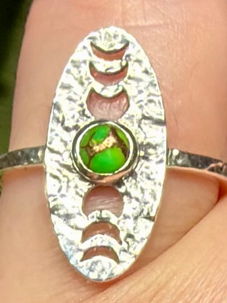 Green Copper Turquoise Phases of the Moon Ring Size 7.5 - Morganna’s Treasures
