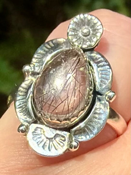 Tourmalinated Quartz Ring Size 8
