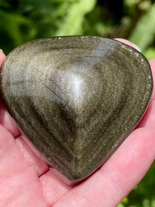 Gold Sheen Obsidian Heart Palm Stone - Morganna’s Treasures 