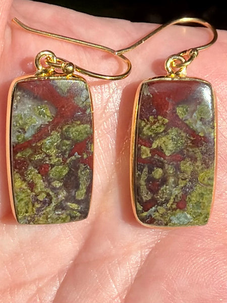 18K Gold Plated Dragon Bloodstone Earrings