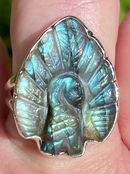 Gorgeous Labradorite Peacock Ring Size 9 - Morganna’s Treasures 