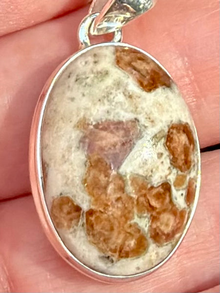 Spessartine Garnet in Limestone Pendant