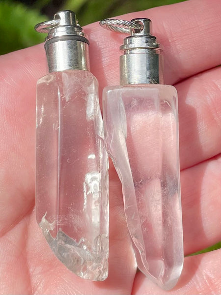 Illuminate Clear Quartz Green LED Pendant - Morganna’s Treasures