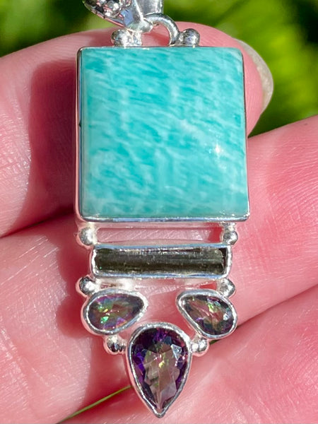 Amazonite, Green Apatite and Mystic Topaz Pendant - Morganna’s Treasures 