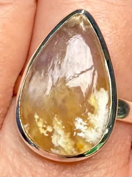 Graveyard Plume Agate Ring Size 10.5