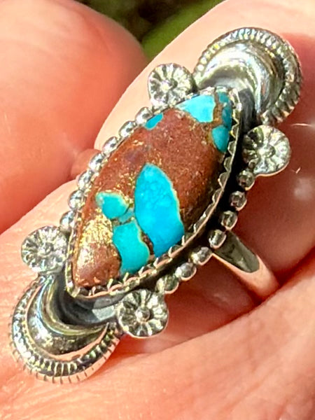 Turquoise in Matrix Ring Size 7.5 - Morganna’s Treasures