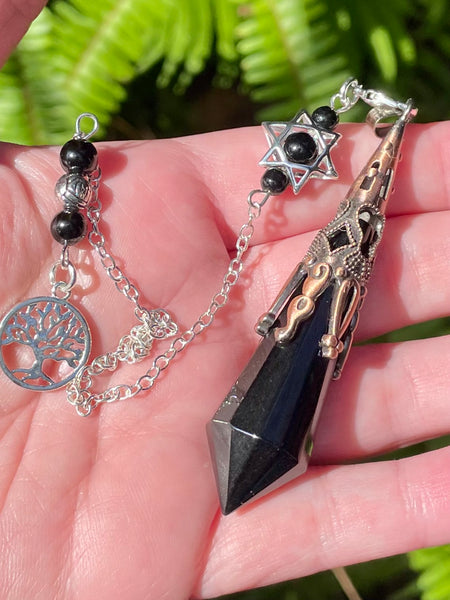 Black Obsidian Tree of Life Pendulum/Pendant