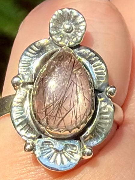 Tourmalinated Quartz Ring Size 8