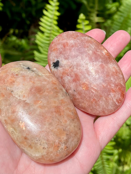 Large Sunstone Palm Stones - Morganna’s Treasures 