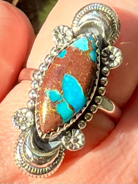 Turquoise in Matrix Ring Size 7.5 - Morganna’s Treasures