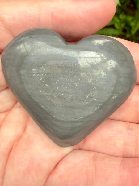 Gray Obsidian Heart Palm Stone