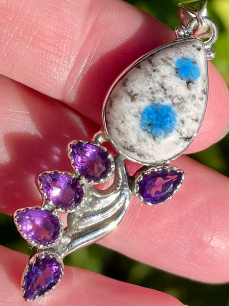 K2 Blue Azurite and Amethyst Pendant - Morganna’s Treasures 