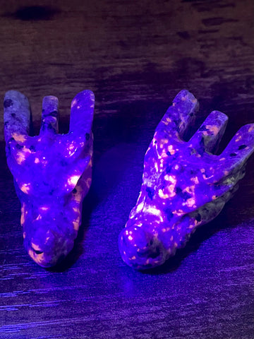 Carved Yooperlite (Fluorescent Sodalite)  Dragon - Morganna’s Treasures 