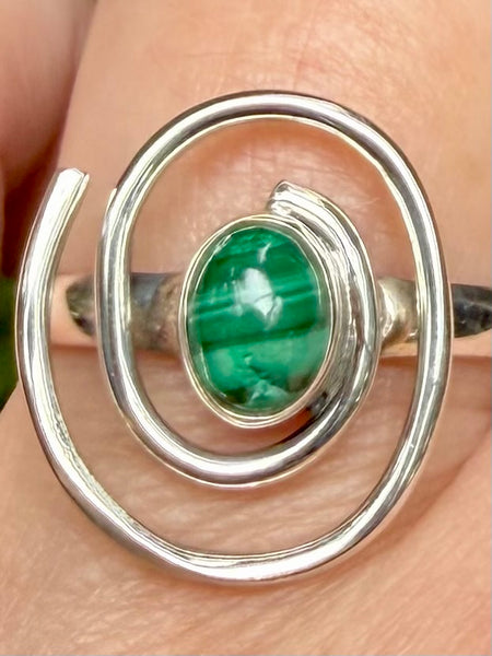 Malachite Spiral Ring Size 9