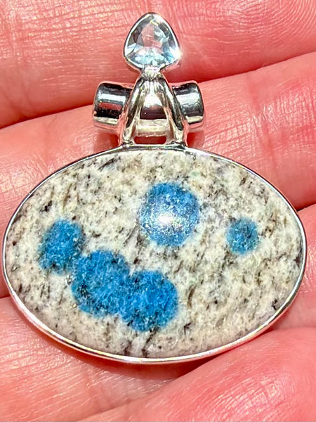 K2 Blue Azurite and Blue Topaz Pendant