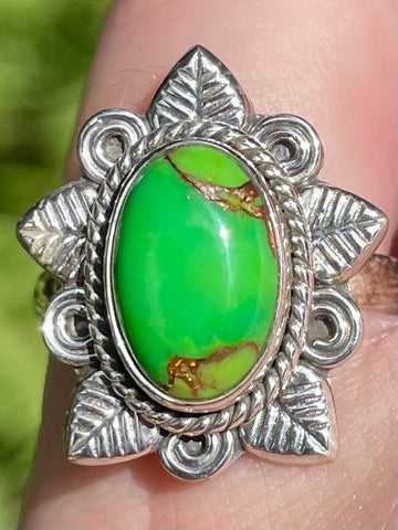 Green Copper Turquoise Leaves Ring Size 8 - Morganna’s Treasures 