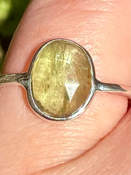 Faceted Green Kyanite Ring Size 7.5