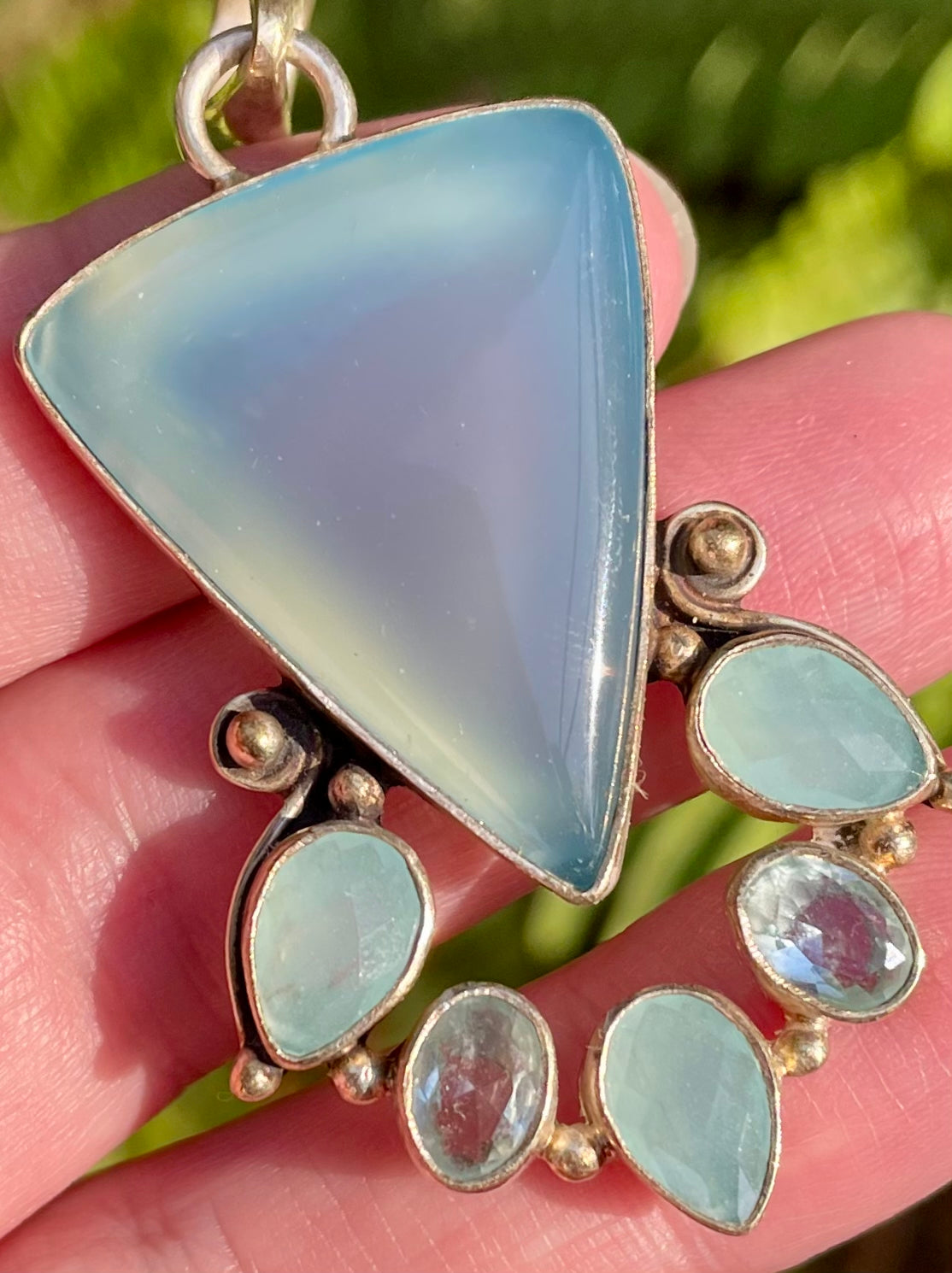 Blue Chalcedony, Aqua Chalcedony and Blue Topaz Pendant - Morganna’s Treasures 