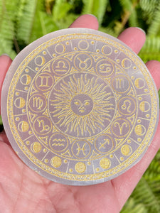 Selenite Astrological Charging Plate - Morganna’s Treasures 