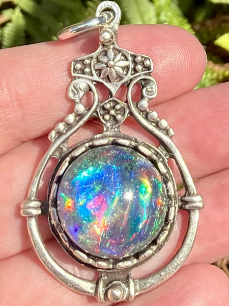 "Celestial" Blue Apatite, Peruvian Chrysocolla, Azurite, Jet, Moonstone, Selenite, Clear Quartz and Aluminum Orgonite Pendant - Morganna’s Treasures