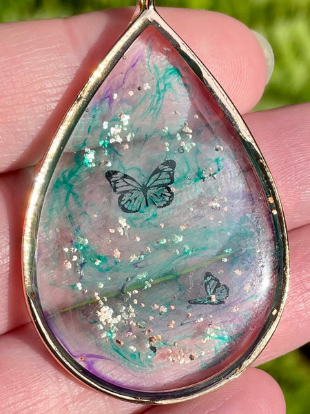Butterfly Copper Resin Pendant - Morganna’s Treasures 