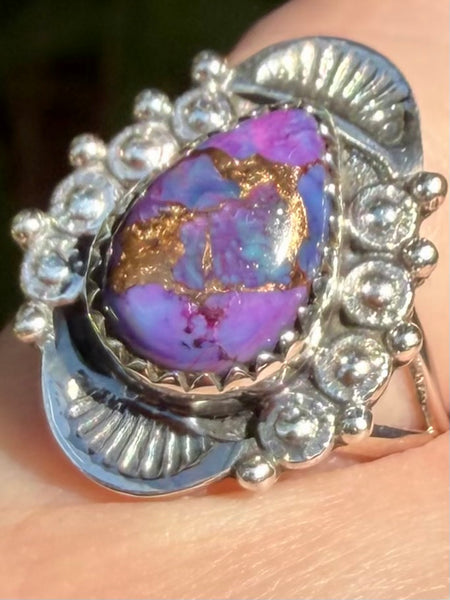 Purple Copper Turquoise Ring Size 7 - Morganna’s Treasures
