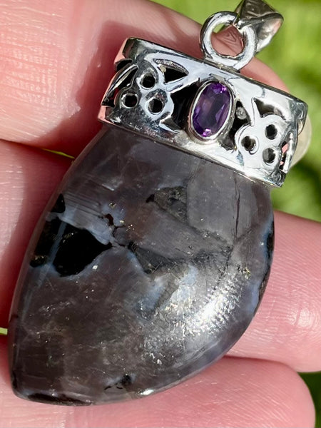 Indigo Gabbro and Amethyst Pendant - Morganna’s Treasures 