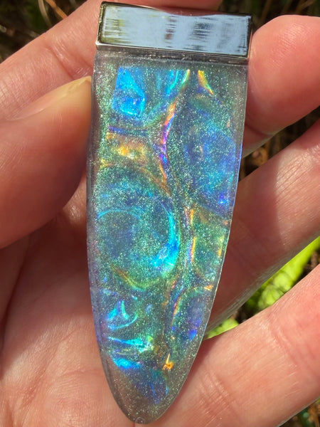 "Healer" Labradorite, Rainbow Hematite, Emerald, Thulite, Bloodstone, Aluminum & Quartz Orgonite Pendant - Morganna’s Treasures