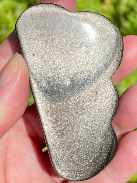 Silver Sheen Obsidian Cloud Palm Stone