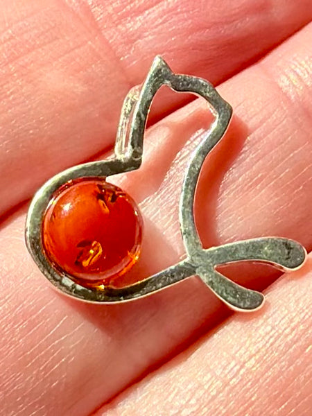Baltic Amber Cat Pendant - Morganna’s Treasures